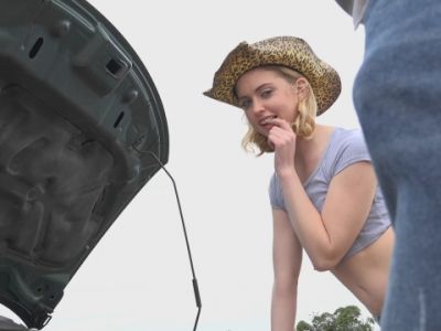 Tempting blonde bitch fucked hard by a BBC in a tow truck