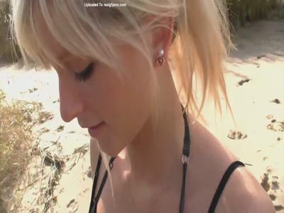 Gorgeous blonde does anal and swallow at the beach