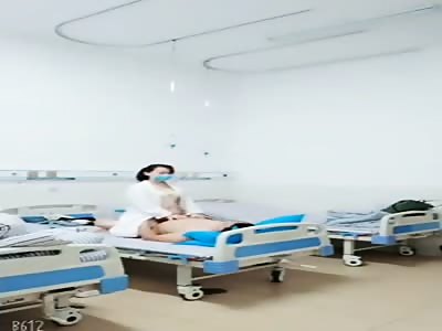 Asian female doctor fucks patient on hospital bed