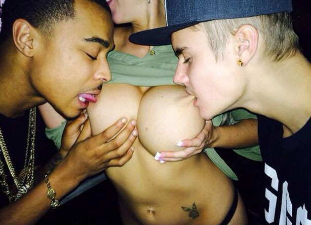 Justin Bieber caught sucking stripper tits